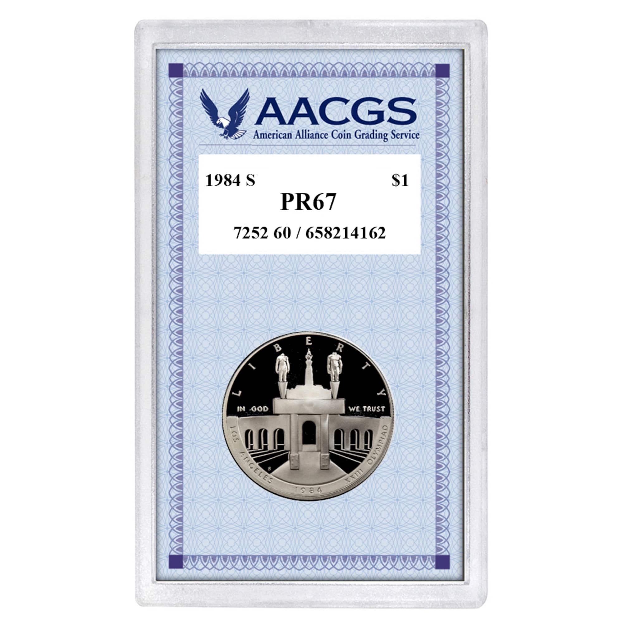 Proof 1984S Los Angeles Olympiad Commemorative Silver Dollar graded PR67
